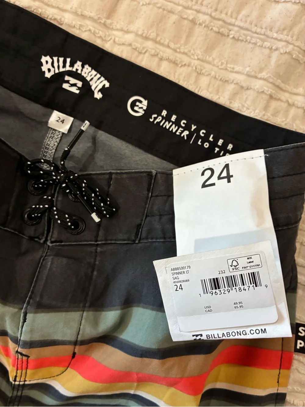 NWT Billabong Striped Boardshorts in Black, Olive, Red, Yellow, Tan